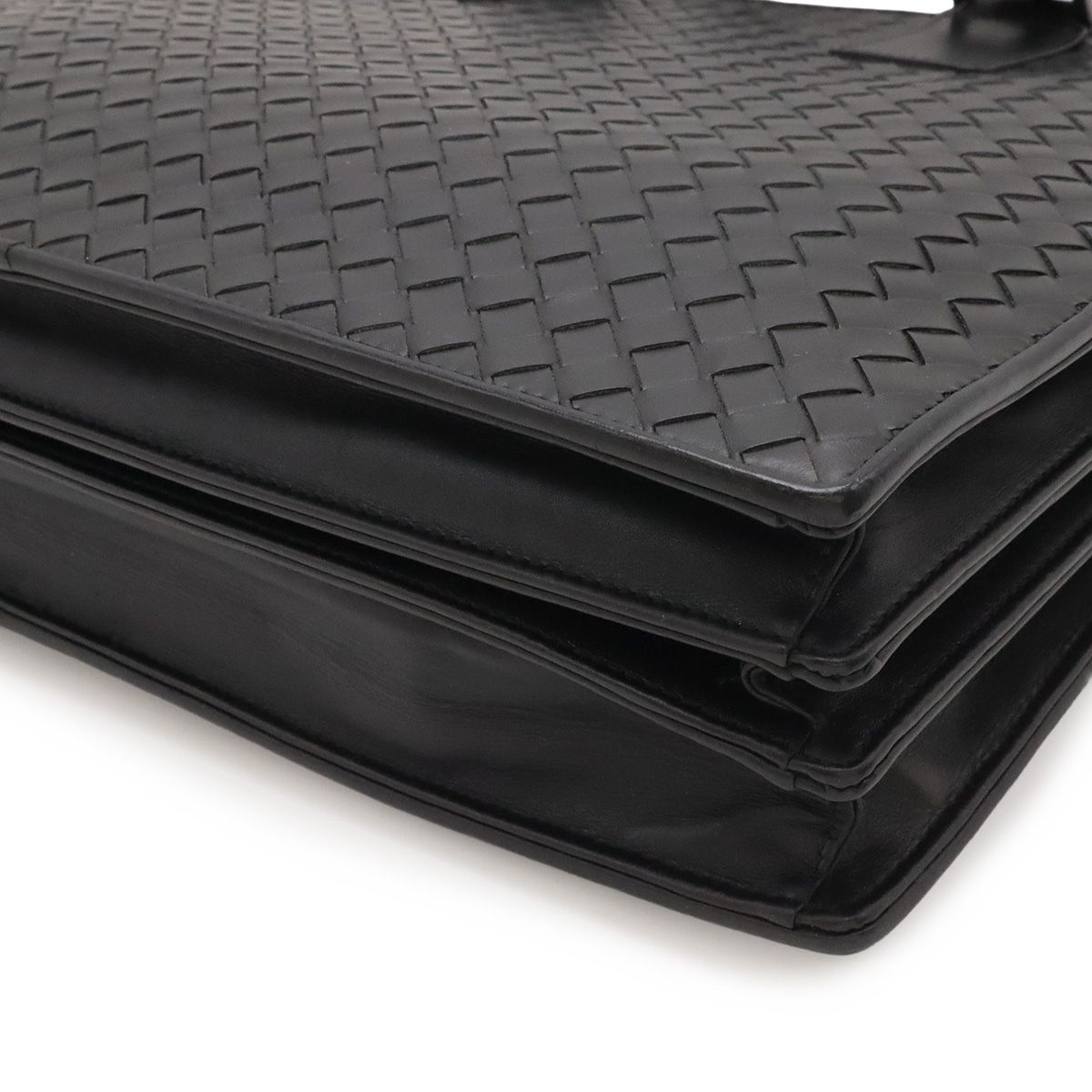 Bottega Veneta Intrecciato Business Briefcase Documents Purse Leather Black — view 3