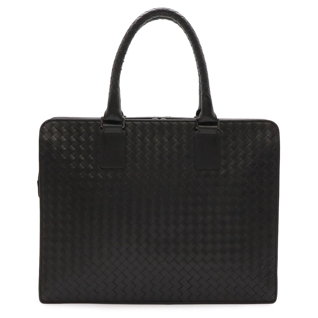Bottega Veneta Intrecciato Business Briefcase Documents Purse Leather Black