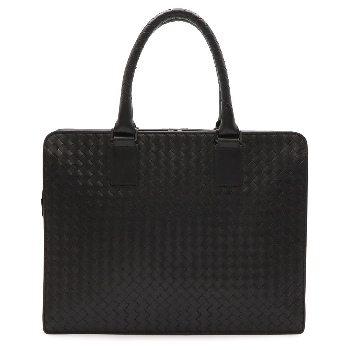 Bottega Veneta Intrecciato Business Briefcase Documents Purse Leather Black