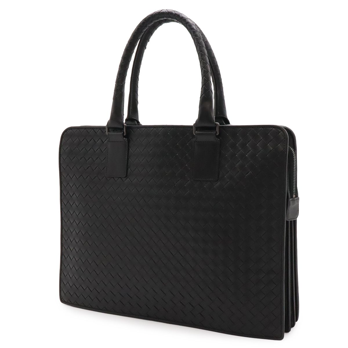 Bottega Veneta Intrecciato Business Briefcase Documents Purse Leather Black — view 2
