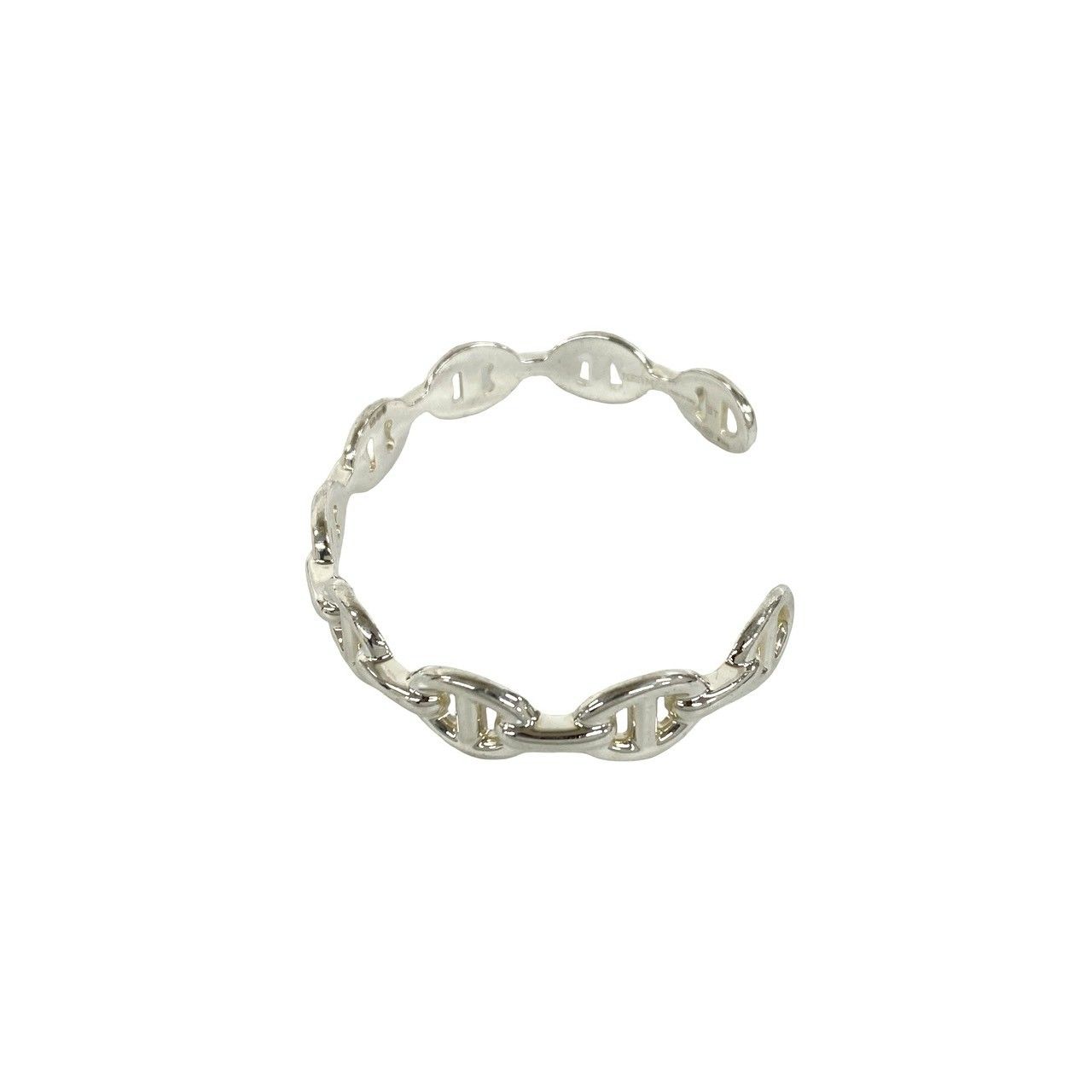 Hermes Enchainee Bangle 925 Sterling Silver Bracelet Calfskin — view 4