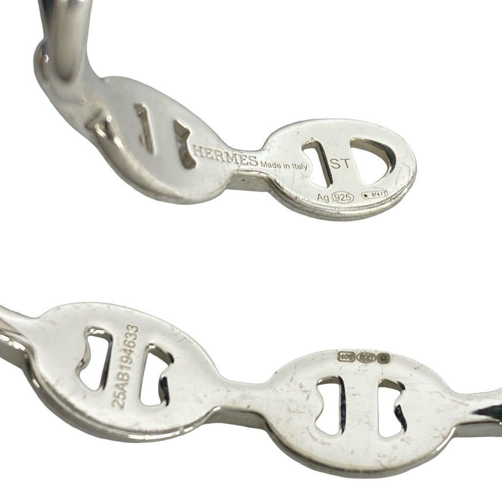 Hermes Enchainee Bangle 925 Sterling Silver Bracelet Calfskin — view 3