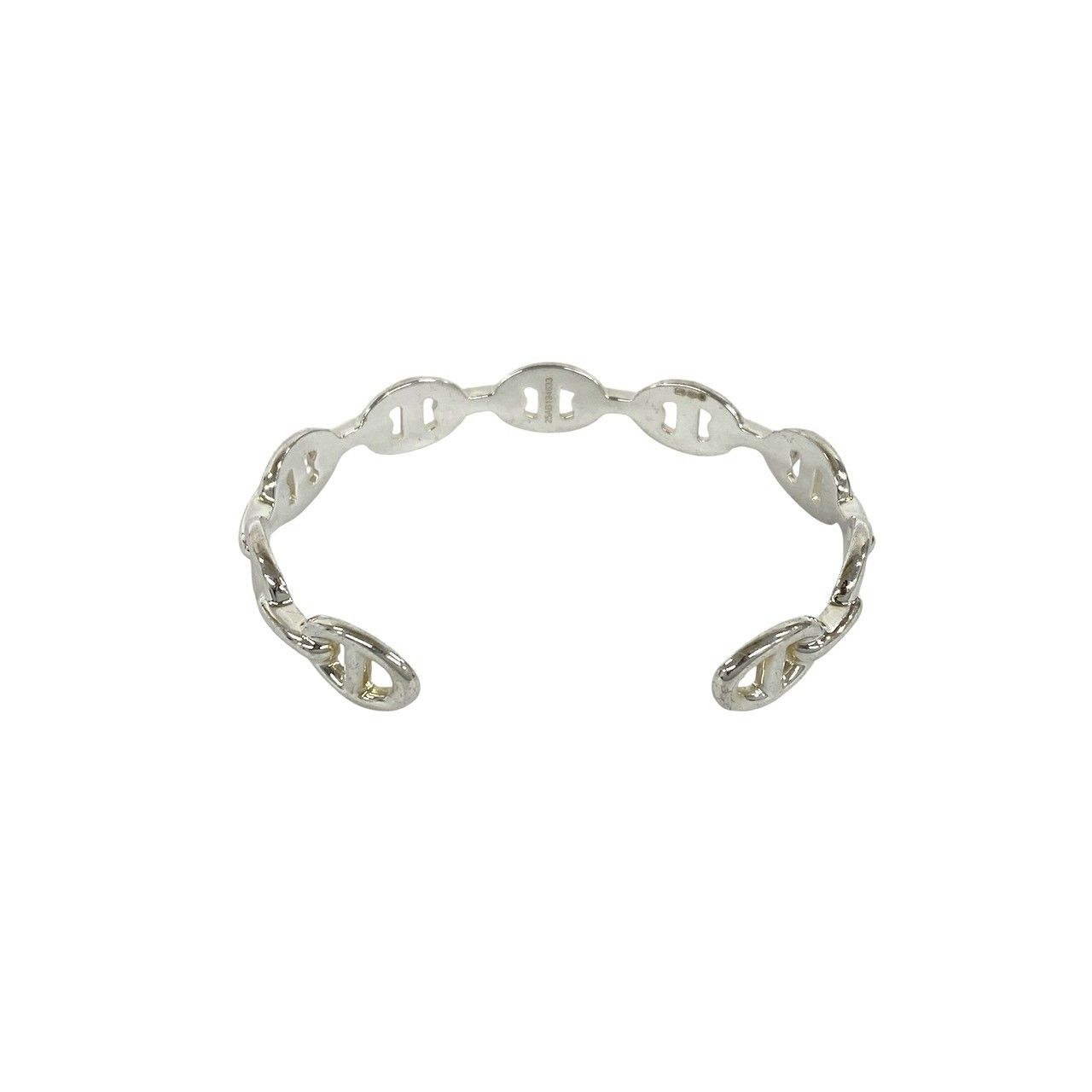 Hermes Enchainee Bangle 925 Sterling Silver Bracelet Calfskin — view 6