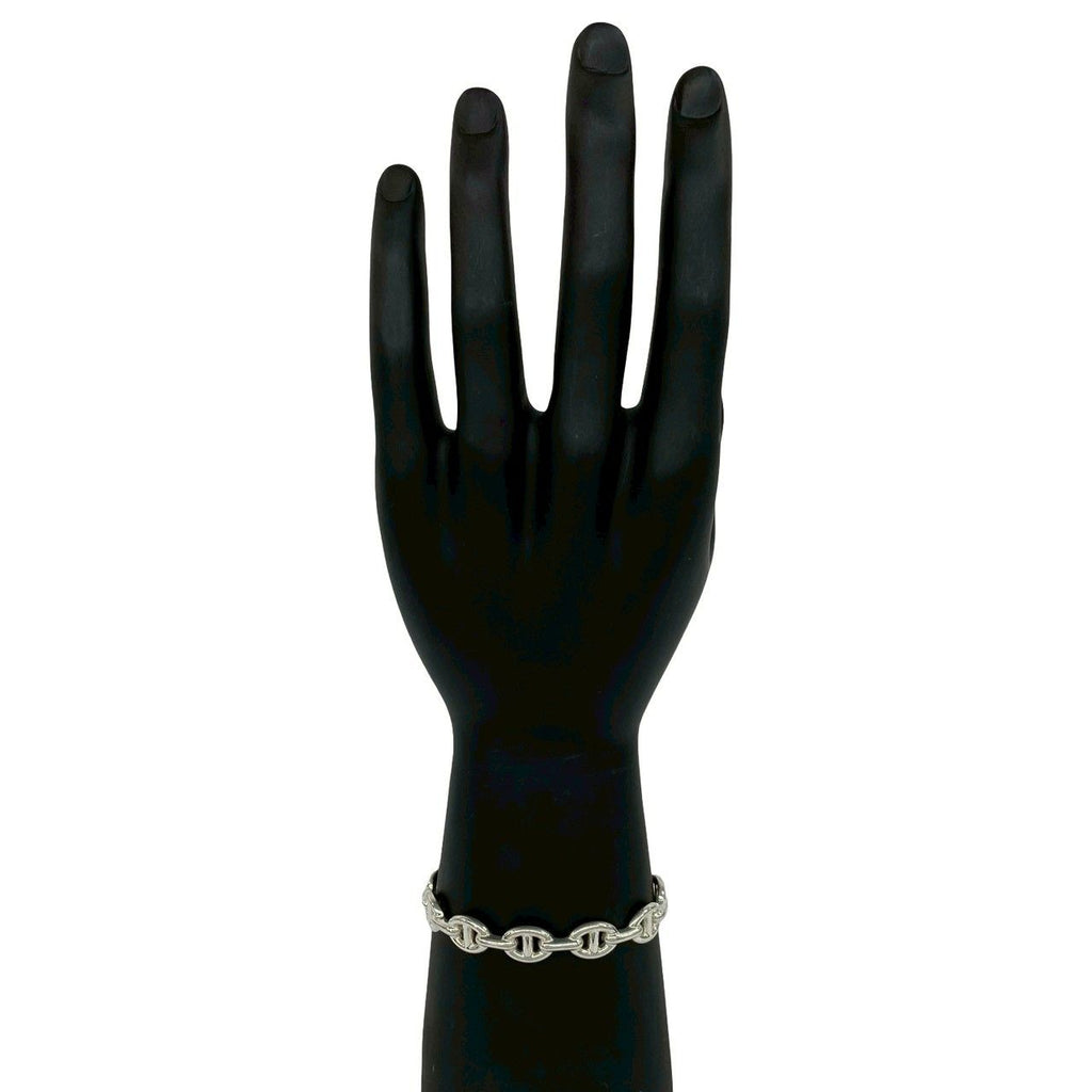 Hermes Enchainee Bangle 925 Sterling Silver Bracelet Calfskin — view 2