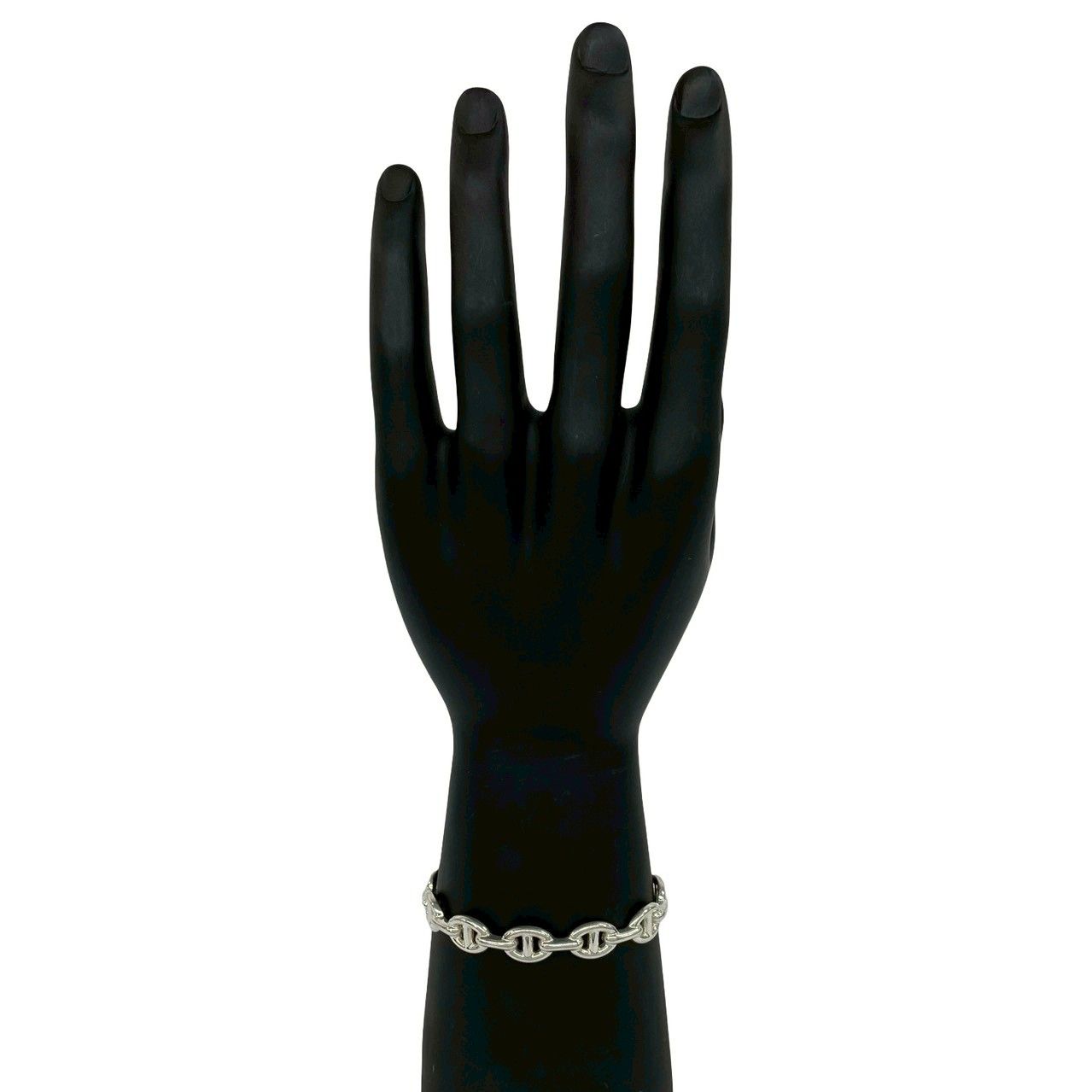 Hermes Enchainee Bangle 925 Sterling Silver Bracelet Calfskin — view 2