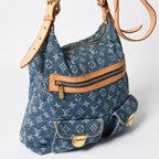 Louis Vuitton Monogram Denim Baggy GM Shoulder Bag Indigo Blue Gold — view 3
