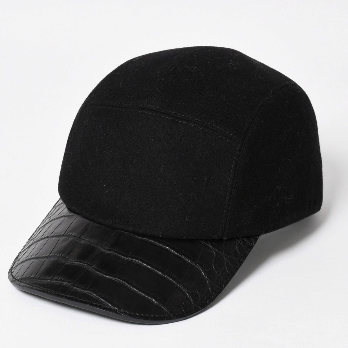Hermes Cap Black Cashmere Leather Silver Hat — view 3