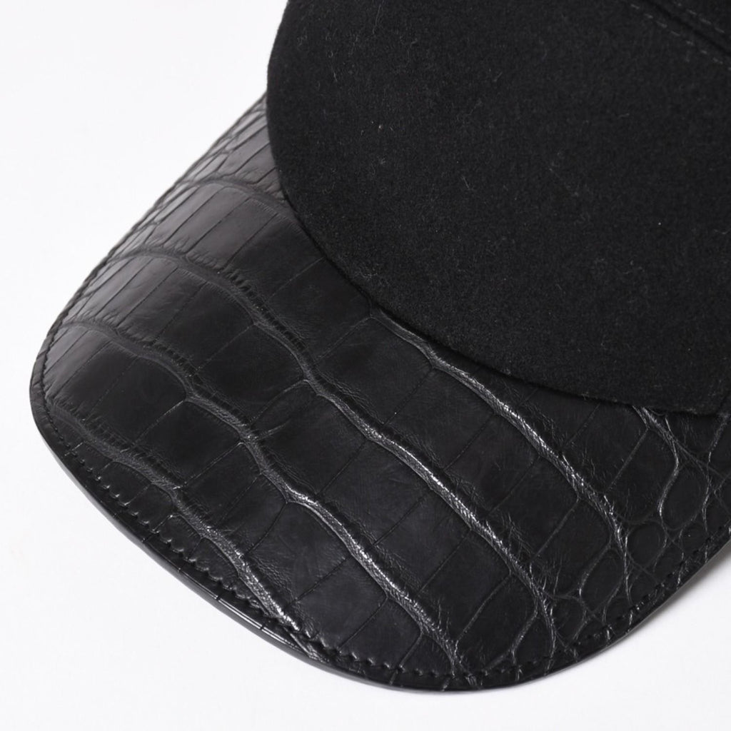 Hermes Cap Black Cashmere Leather Silver Hat — view 6