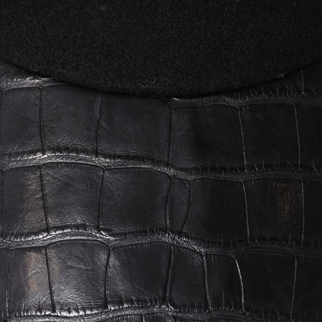 Hermes Cap Black Cashmere Leather Silver Hat — view 8