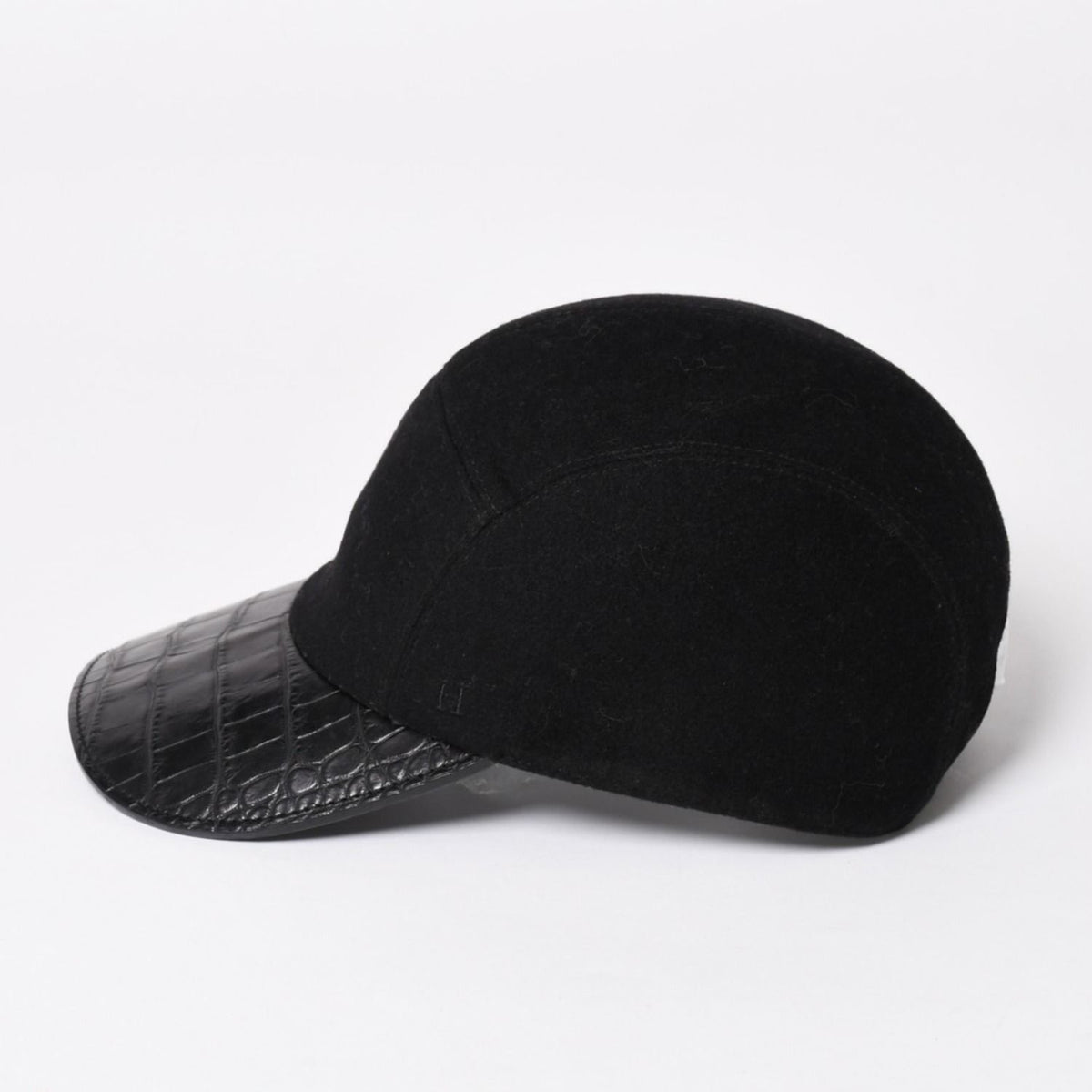 Hermes Cap Black Cashmere Leather Silver Hat — view 4