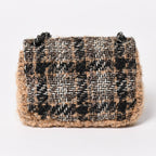 Chanel Mini Square Flap Shoulder Bag Tweed Leather Beige Silver — view 2