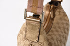 Gucci GG Crystal Shoulder Bag Canvas Hobo Beige Gold — view 6