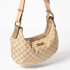 Gucci GG Crystal Shoulder Bag Canvas Hobo Beige Gold — view 3
