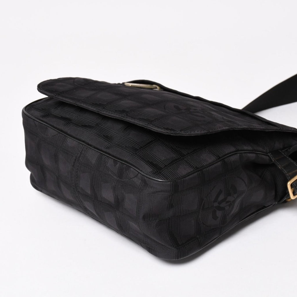 Chanel New Travel Line Messenger Bag Nylon Jacquard Leather Gold — view 7