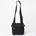 Chanel New Travel Line Messenger Bag Nylon Jacquard Leather Gold