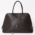 Prada Tote Bag Dark Brown Silver
