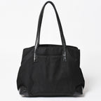 Prada Tote Bag Croco Embossed Nylon Leather Black Silver — view 2