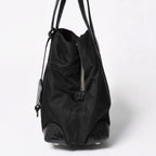Prada Tote Bag Croco Embossed Nylon Leather Black Silver — view 5
