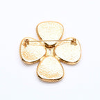 Chanel CC Logo Gripoix Brooch Clover Shape Color Stone Gold Green Metal Plated — view 8