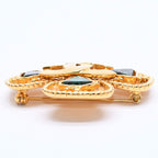 Chanel CC Logo Gripoix Brooch Clover Shape Color Stone Gold Green Metal Plated — view 7