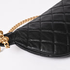 Chanel Quilted Heart Chain Waist Bag Mini Random Model Lambskin Black Gold — view 8
