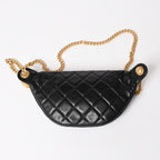Chanel Quilted Heart Chain Waist Bag Mini Random Model Lambskin Black Gold — view 3