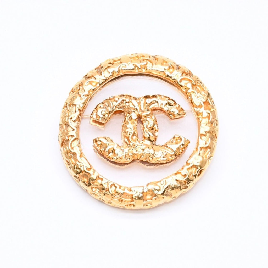 Chanel CC Logo Brooch 93 Metal Gold Vintage