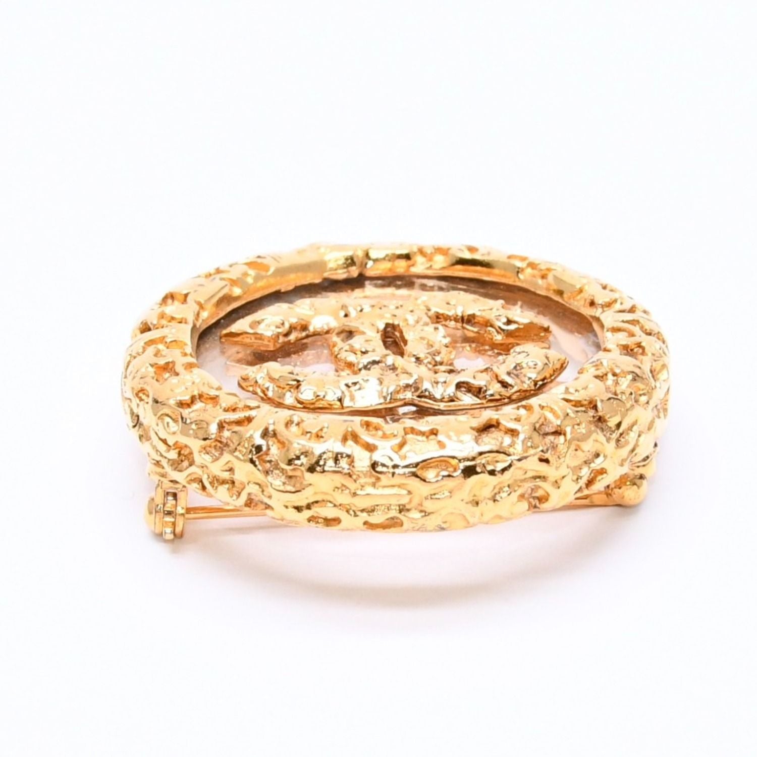 Chanel CC Logo Brooch 93 Metal Gold Vintage — view 6