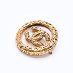 Chanel CC Logo Brooch 93 Metal Gold Glass Vintage — view 2