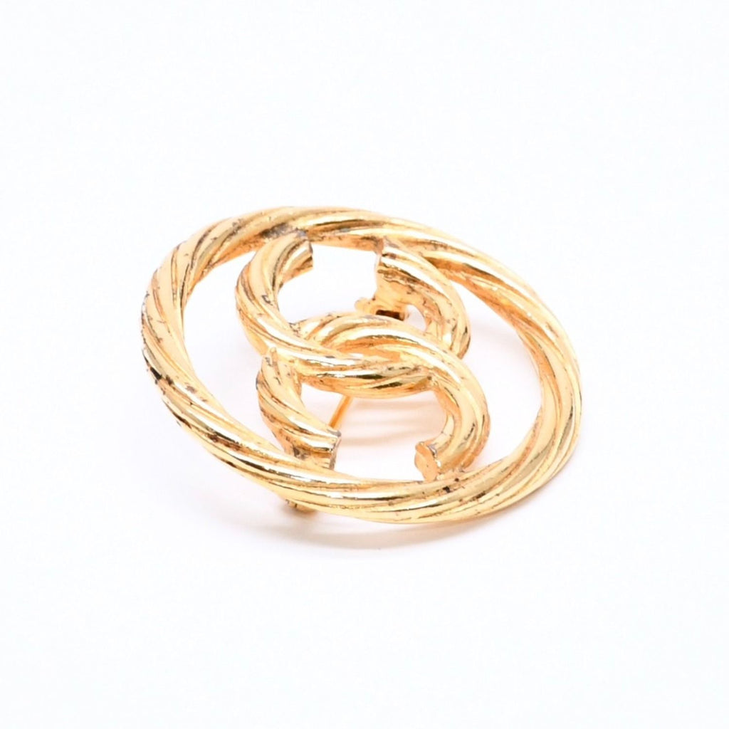 Chanel CC Logo Brooch Metal Round Gold — view 4