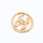 Chanel CC Logo Brooch Metal Round Gold — view 3