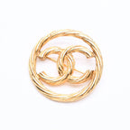 Chanel CC Logo Brooch Metal Round Gold
