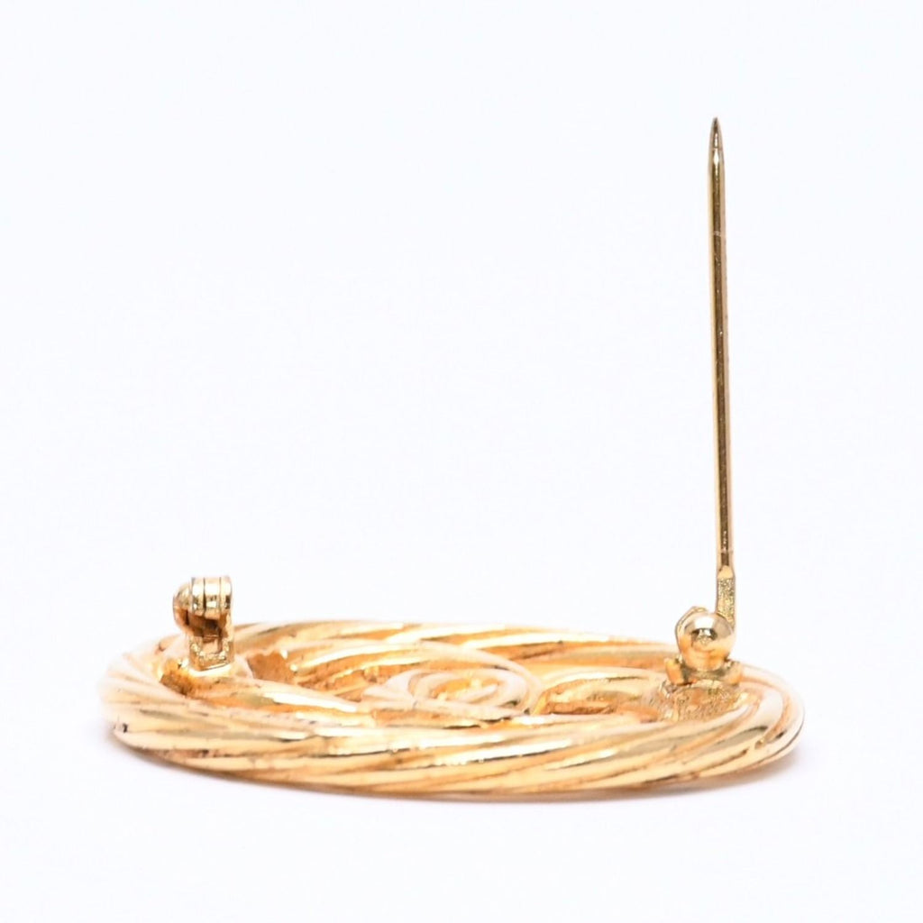 Chanel CC Logo Brooch Metal Round Gold — view 8