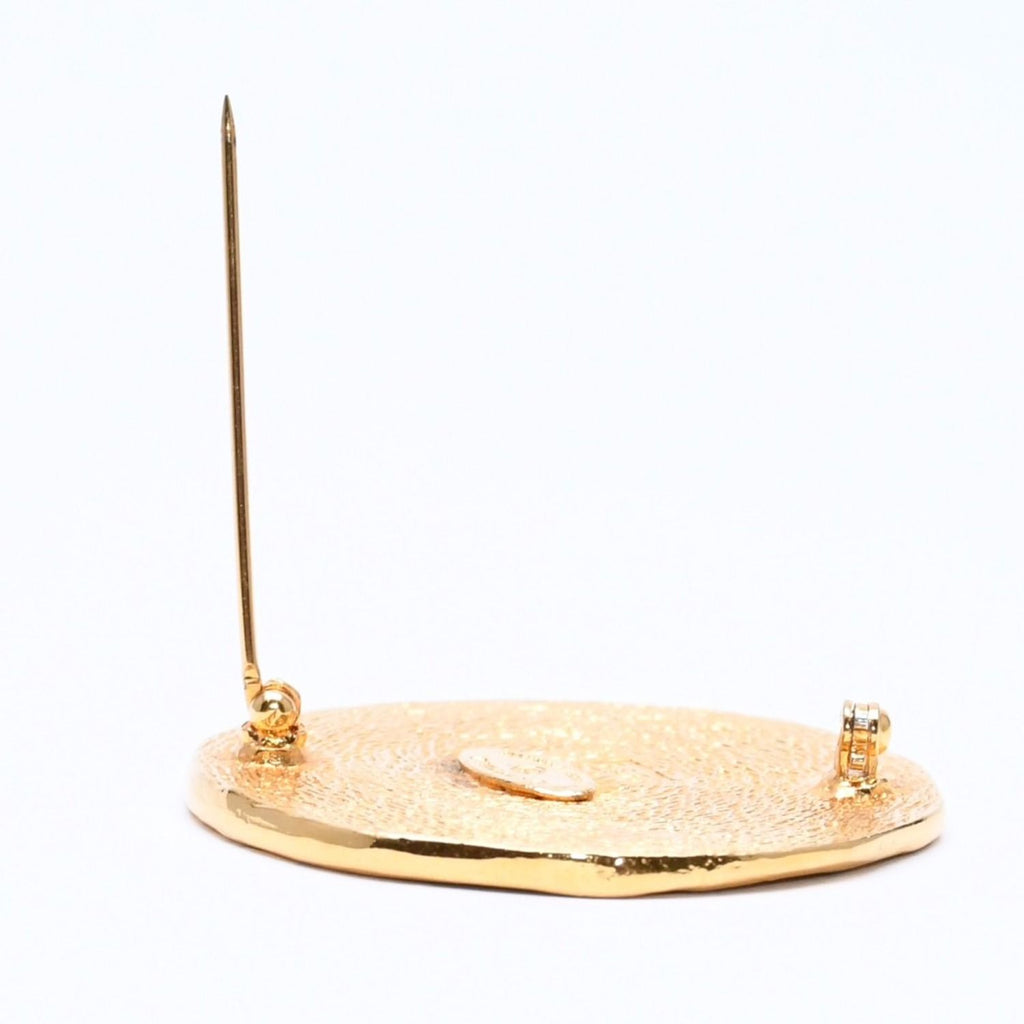 Chanel CC Logo Brooch Metal Cambon Coin Round Gold — view 8