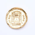 Chanel CC Logo Brooch Metal Cambon Coin Round Gold