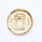 Chanel CC Logo Brooch Metal Cambon Coin Round Gold
