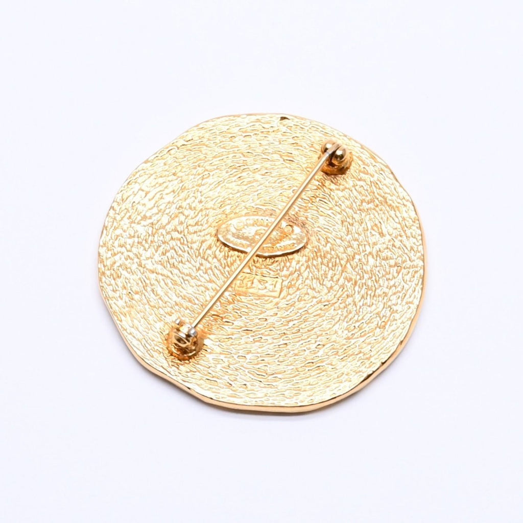 Chanel CC Logo Brooch Metal Cambon Coin Round Gold — view 7