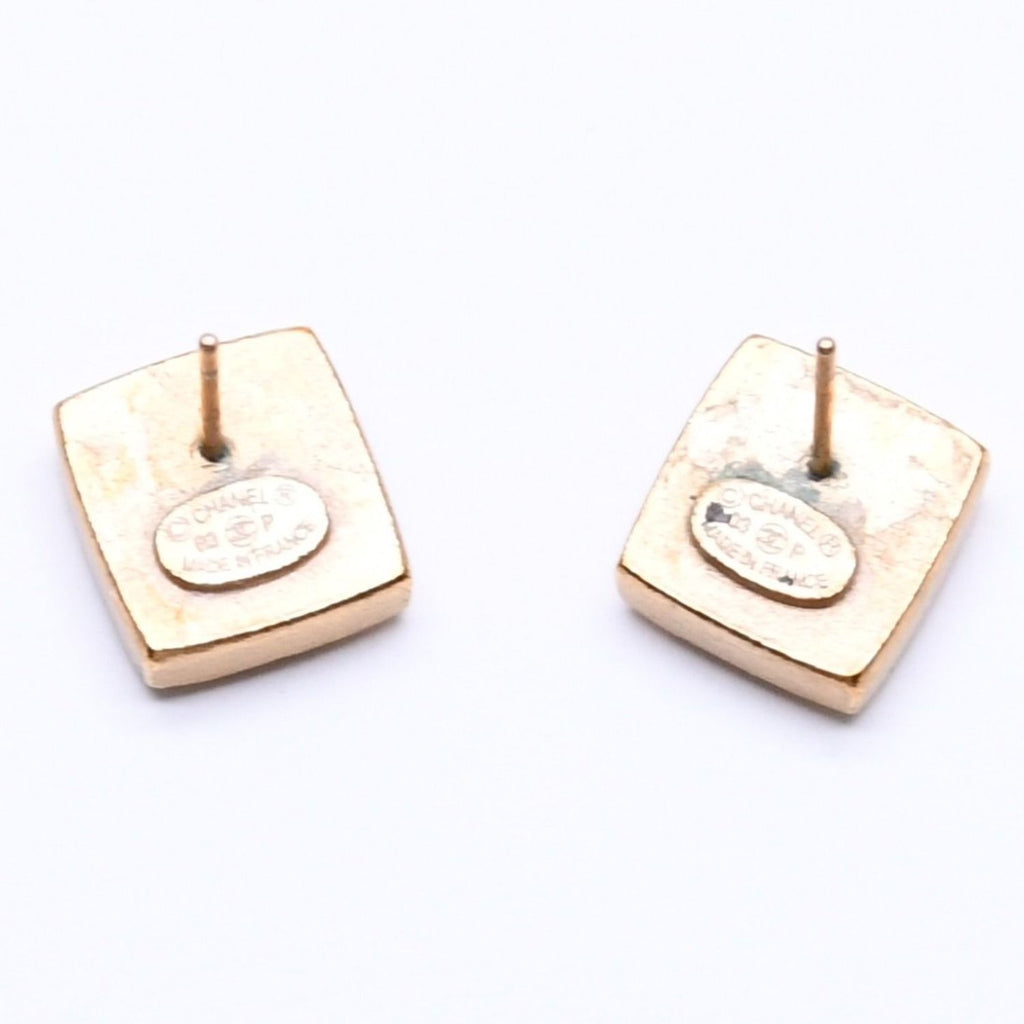 Chanel CC Logo Square Earrings 03 Metal Gold Plated — view 7