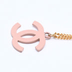 Chanel Necklace CC Logo 03 Gold Pink — view 5