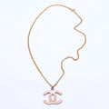 Chanel Necklace CC Logo 03 Gold Pink