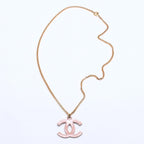 Chanel Necklace CC Logo 03 Gold Pink