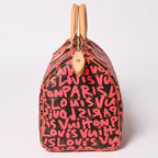 Louis Vuitton Monogram Graffiti Speedy 30 Handbag Pink Vachetta Leather — view 4