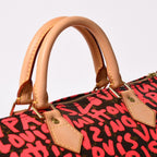 Louis Vuitton Monogram Graffiti Speedy 30 Handbag Pink Vachetta Leather — view 6