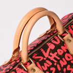 Louis Vuitton Monogram Graffiti Speedy 30 Handbag Pink Vachetta Leather — view 5
