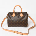 Louis Vuitton Speedy 25 Handbag Monogram Leather Brown Gold
