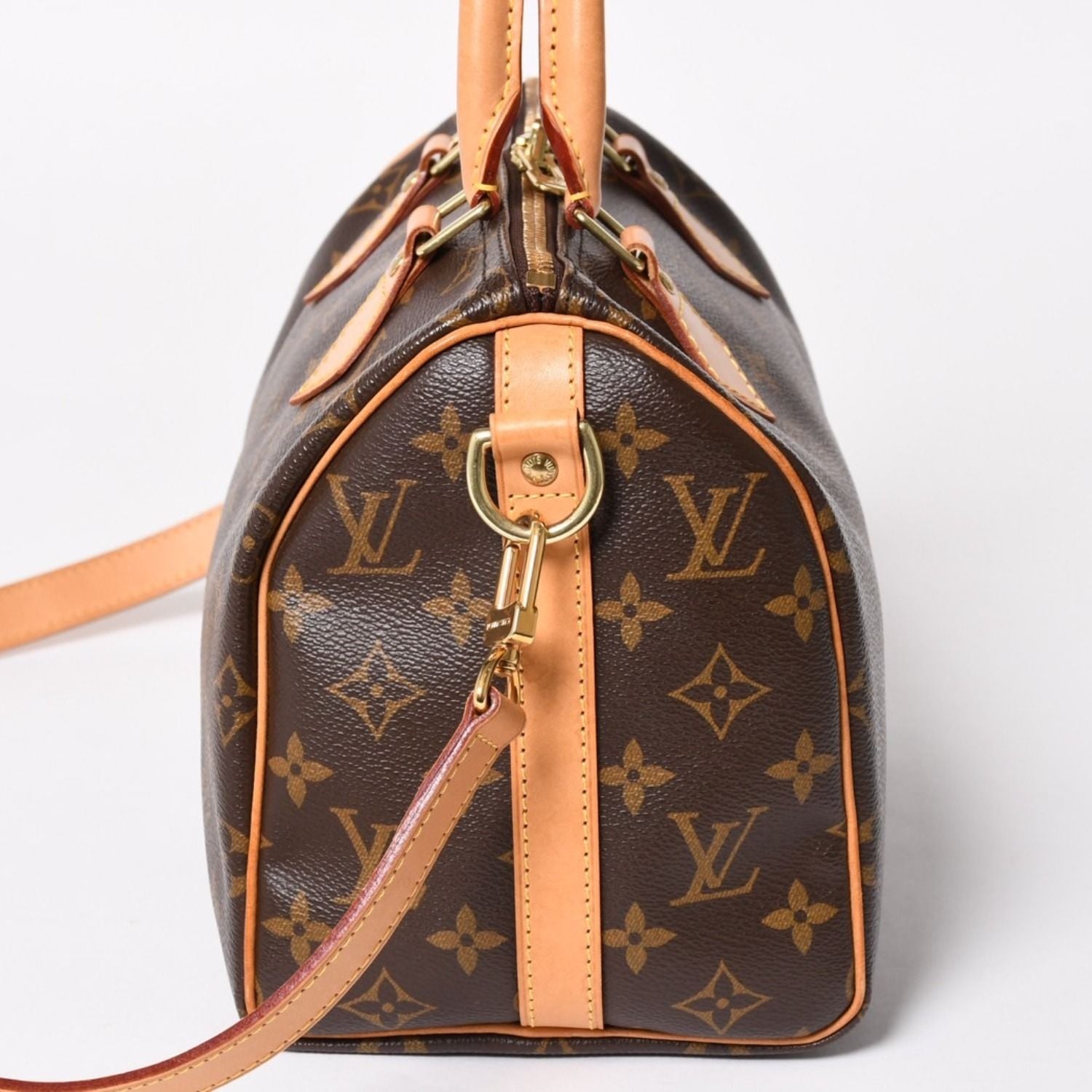 Louis Vuitton Speedy 25 Handbag Monogram Leather Brown Gold — view 4
