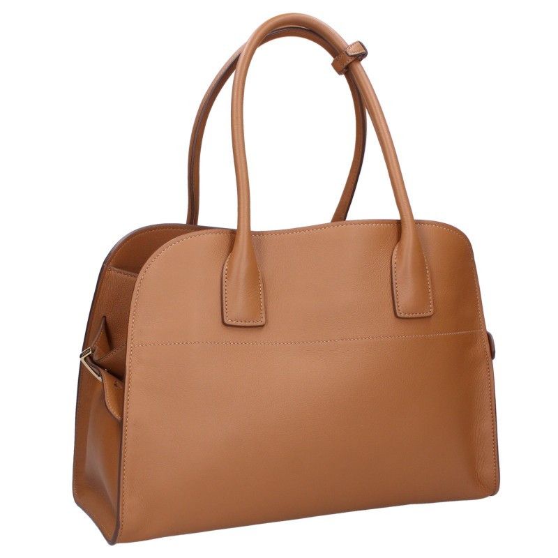 Prada Logo Soft Gray Leather Handbag — view 2