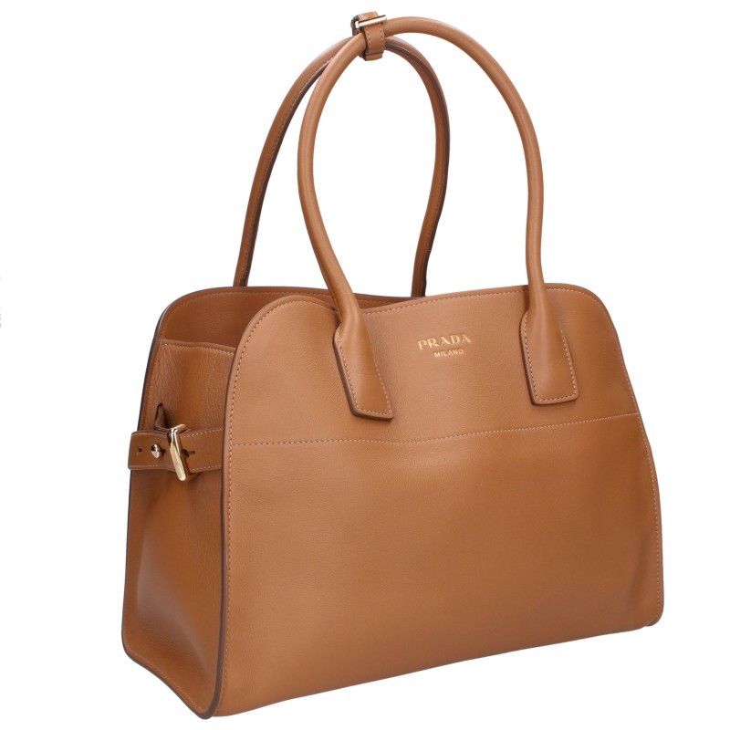 Prada Logo Soft Gray Leather Handbag