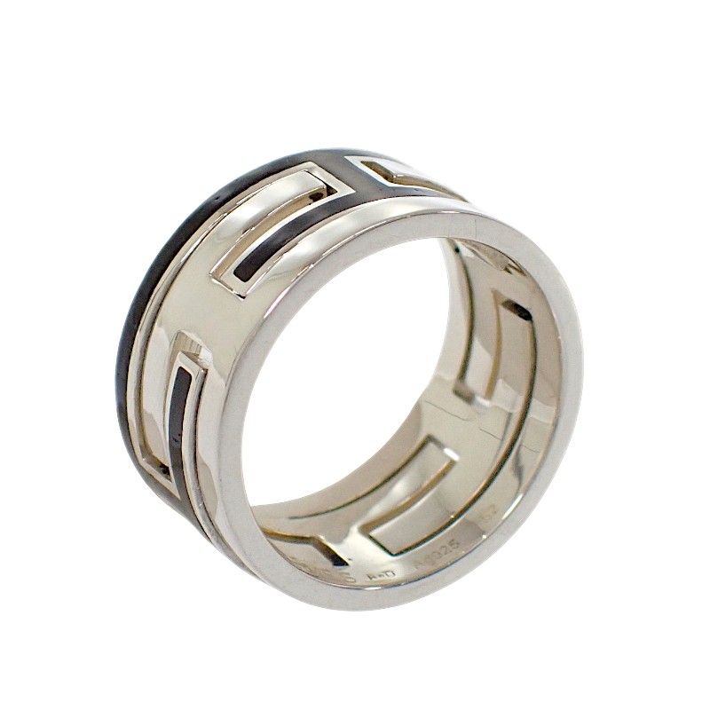 Hermes Move Ash Ring 52 925 Sterling Silver Black AB — view 5