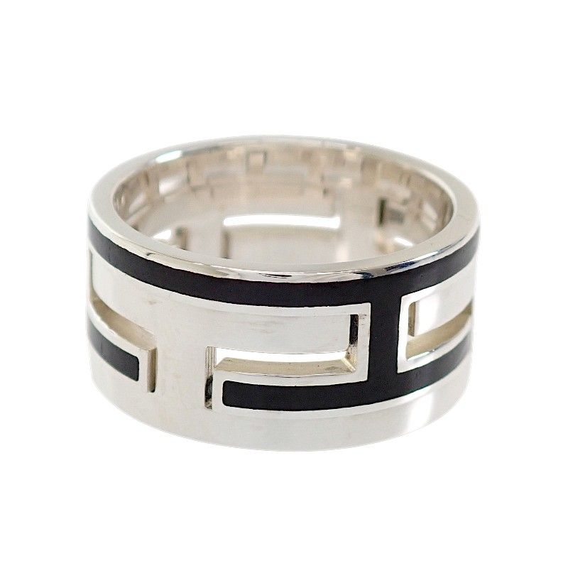 Hermes Move Ash Ring 52 925 Sterling Silver Black AB — view 3